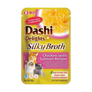 Ciao Dashi Delights Silky Broth, Pui si Somon, 40 g
