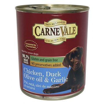 Hrana umeda caini, Carnevale Junior Pui, Rata, Usturoi & Ulei de Masline, 800 g