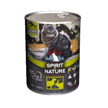 Hrana umeda pentru pisici Spirit of Nature, Miel si iepure, Hipoalergenic, 75% carne, 6 x 415g