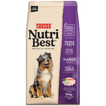 Hrana Uscata Caini Premium, NutriBest Adult Dog 7+, Pui si Orez, 15 kg