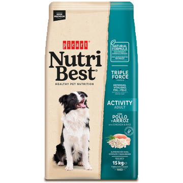 Hrana Uscata Caini Premium, NutriBest Adult Dog Activity, Pui si Orez, 15 kg