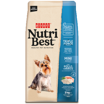 Hrana Uscata Caini Premium, NutriBest Adult Dog Mini, Pui si Orez, 3 kg