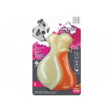 Jucarie dentara CHEWBO LEG cu aroma de bacon, marime L 15,3x9,3x4,1 cm