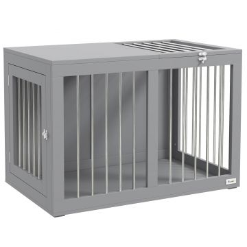 PawHut Cușcă pentru câini Hundebox Cușcă pentru transportul câinilor, 2 uși, blocabile, grilaj din oțel, 80 cm x 50 cm x 56,5 cm, Gri | Aosom Romania PawHut Cușcă pentru câini Hundebox Cușcă pentru transportul câinilor, 2 uși, blocabile, grilaj din oțel, 80 cm x 50 cm x 56,5 cm, Gri | Aosom Romania