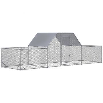 PawHut Enclos poulailler chenil volière extérieur 12,5 m² pentru 12-15 păsări 6,6 x 1,9 x 1,95 m oțel galvanizat | Aosom Romania PawHut Enclos poulailler chenil volière extérieur 12,5 m² pentru 12-15 păsări 6,6 x 1,9 x 1,95 m oțel galvanizat | Aosom Romania