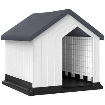 PawHut Niche pentru câine pentru exterior, adăpost impermeabil cu fereastră, din plastic, 62lungime x 61Lățime x 60Înălțime cm, gri | Aosom Romania PawHut Niche pentru câine pentru exterior, adăpost impermeabil cu fereastră, din plastic, 62lungime x 61Lățime x 60Înălțime cm, gri | Aosom Romania