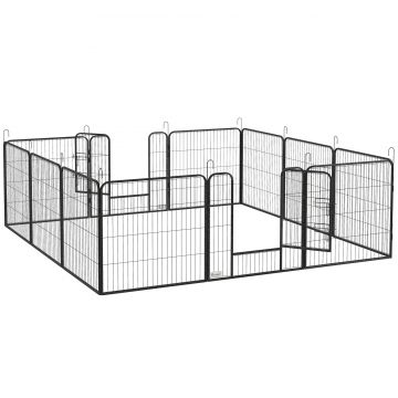 PawHut Parc închis modular din oțel cu ușă blocabilă pentru câini, animale mici, interior și exterior 80 x 80 cm, gri | Aosom Romania PawHut Parc închis modular din oțel cu ușă blocabilă pentru câini, animale mici, interior și exterior 80 x 80 cm, gri | Aosom Romania