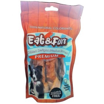 Recompense caini, Eat & Fun Chicken Delight Medium Bones, 160 g