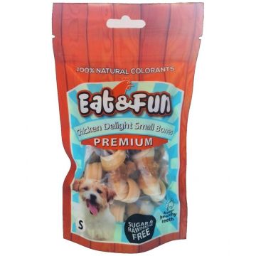 Recompense caini, Eat & Fun Chicken Delight Small Bones, 105 g