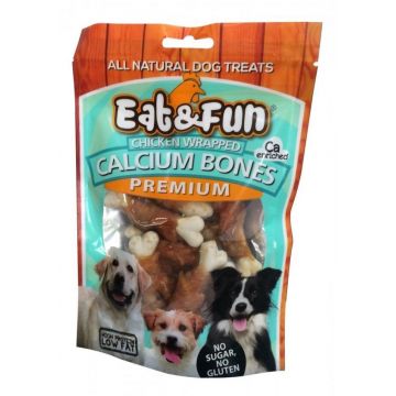 Recompense caini, Eat & Fun Chicken Wrapped Calcium Bones, 100 g