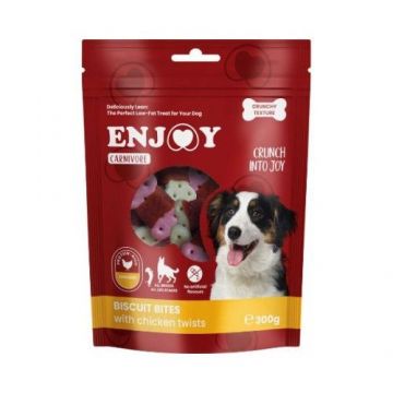 Recompense pentru caini Enjoy Carnivore Biscuit Bites cu pui, 300 g Recompense pentru caini Enjoy Carnivore Biscuit Bites cu pui, 300 g