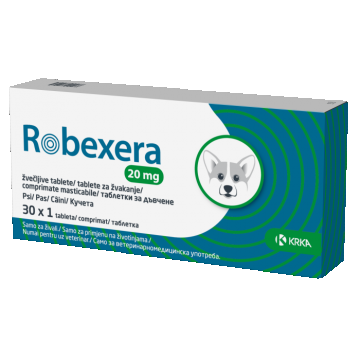 Robexera 20  mg comprimate masticabile pentru caini, 30 cp Robexera 20  mg comprimate masticabile pentru caini, 30 cp