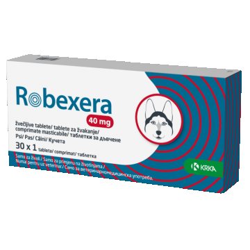 Robexera 40  mg comprimate masticabile pentru caini, 30 cp Robexera 40  mg comprimate masticabile pentru caini, 30 cp