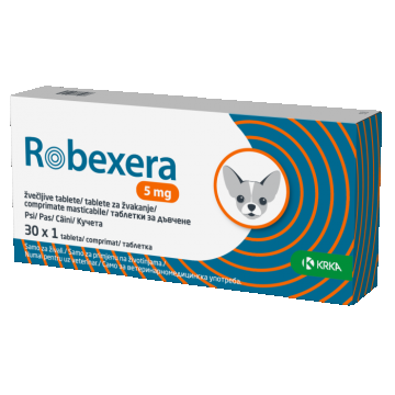 Robexera 5  mg comprimate masticabile pentru caini, 30 cp Robexera 5  mg comprimate masticabile pentru caini, 30 cp
