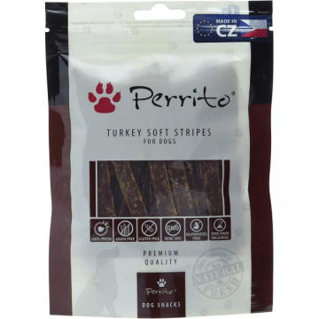 Recompensa pentru caini Perrito Dog Turkey Soft Stripes 100g