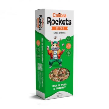 Batoane pentru rozatoare Calibra Rockets Sticks Small Rodents Nuts  Coconut 120 gr