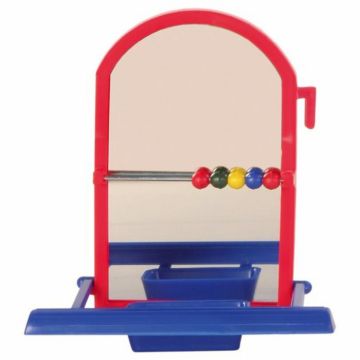 Jucarie oglinda cu hranitor pentru pasari 8 cm