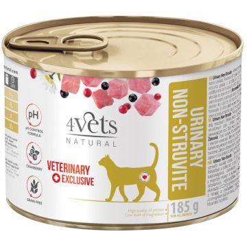4VETS Natural Conservă pentru pisici, Urinary Non-Struvit 185g