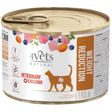 4VETS Natural Conservă pentru pisici, Weight Reduction 185g