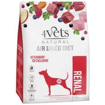 4VETS Natural Hrană uscată pentru câini, Renal - AIR DRIED 1kg