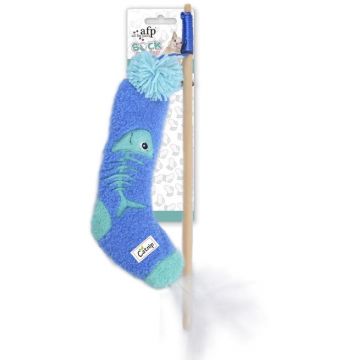 ALL FOR PAWS Cat Socks Baghetă jucărie pentru pisici, şosetă peşte,122x8.5x5.5cm