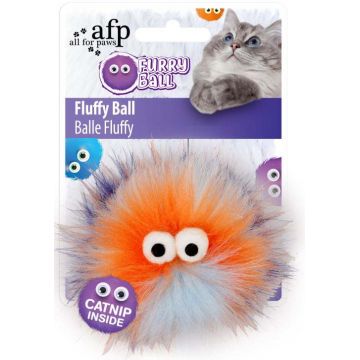 ALL FOR PAWS Furry Ball Jucărie pt pisici Minge Fluffy, Portocaliu