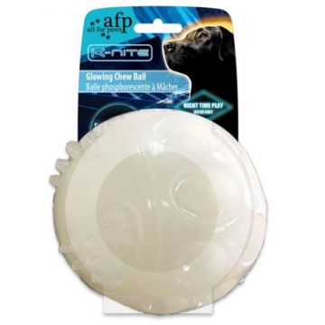 ALL FOR PAWS K-NITE Jucărie pentru câini Minge fosforescentă, Alb, 6.5x6.5x6.5cm