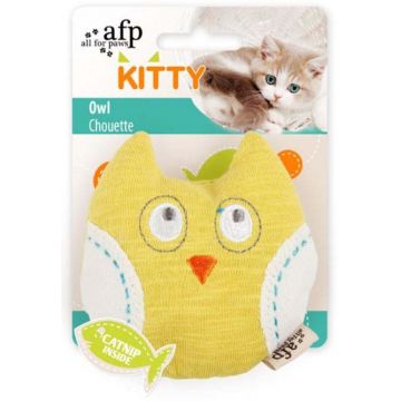 ALL FOR PAWS Kitty Jucărie pentru pisici cu bufniţă, cu iarba pisicii, 9x8x3cm