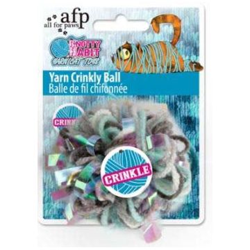 ALL FOR PAWS Knotty Habit Jucărie pentru pisici Minge Crinkly din fire, 7cm
