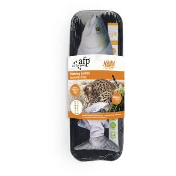 ALL FOR PAWS Natural Jucărie pentru pisici, Sardină mişcătoare cu iarba pisicii