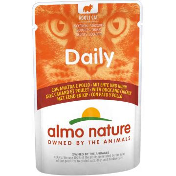ALMO NATURE DAILY Plic pentru pisici, cu pui şi raţă 70g
