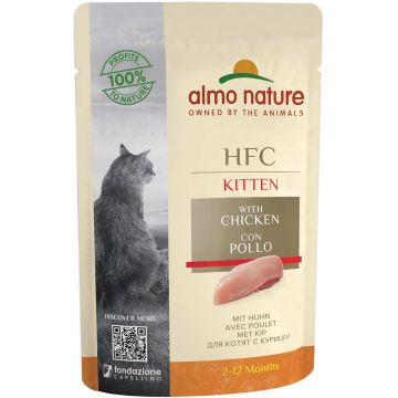ALMO NATURE HFC Complet Plic pentru KITTEN, cu pui 55g