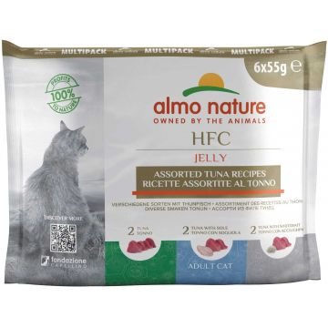 ALMO NATURE HFC Jelly Pachet plicuri pentru pisici, cu ton 6 x 55g