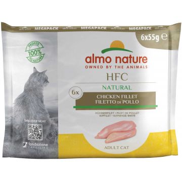 ALMO NATURE HFC Natural Pachet plicuri pentru pisici, cu file de pui 6 x 55g