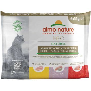 ALMO NATURE HFC Natural Pachet plicuri pentru pisici, cu pui 6 x 55g