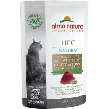 ALMO NATURE HFC Natural Plic pentru pisici, cu file de ton şi hamsii 55g