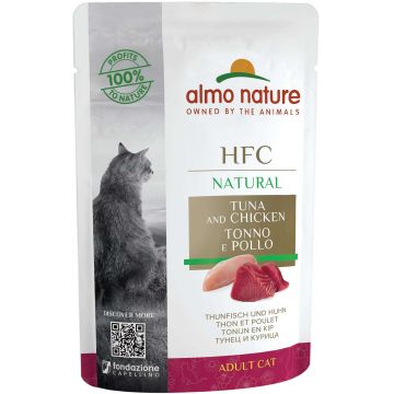 ALMO NATURE HFC Natural Plic pentru pisici, cu ton şi pui 55g