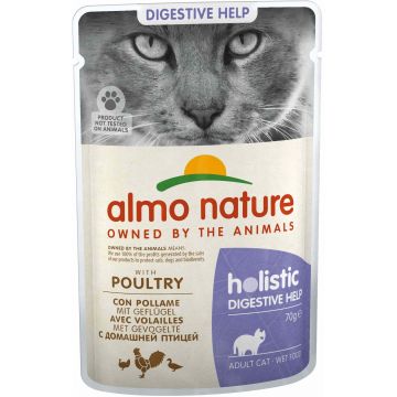 ALMO NATURE HOLISTIC Plic pentru pisici Digestive Help, cu carne de pasăre 70g