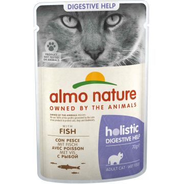 ALMO NATURE HOLISTIC Plic pentru pisici Digestive Help, cu peşte 70g