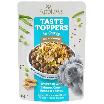APPLAWS Plic pentru câini, cu Peşte Alb, Somon şi Vegetale în Sos 85g