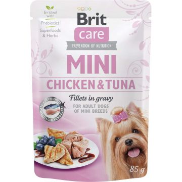 BRIT CARE Dog Mini Plic, File de pui şi ton, în sos 85g
