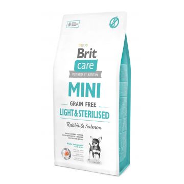 BRIT CARE Mini Grain Free Light& Sterilised Iepure şi Somon