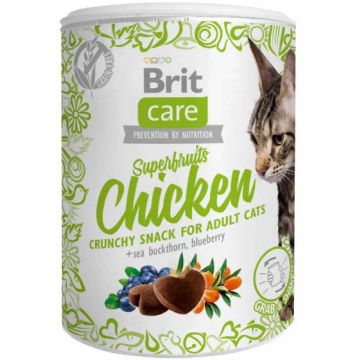 BRIT CARE Superfruits, recompense crocante cu pui, pentru pisici 100g