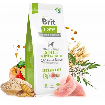 BRIT CARE Sustainable Adult Medium Breed, cu Pui şi Insecte