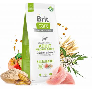 BRIT CARE Sustainable Adult Medium Breed, cu Pui şi Insecte