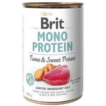 BRIT Conservă monoproteică pentru câini, cu Ton şi Cartofi dulci 400g