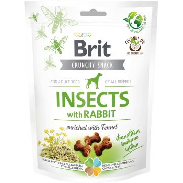 BRIT Crunchy Snack, recompensă pentru câini, cu Insecte, Iepure şi Fenicul 200g