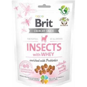 BRIT Crunchy Snack, recompensă pentru PUPPY, cu Insecte, Zer şi Probiotice 200g