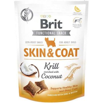 BRIT Functional Snack Skin&Coat, recompensă pentru câini, Krill 150g