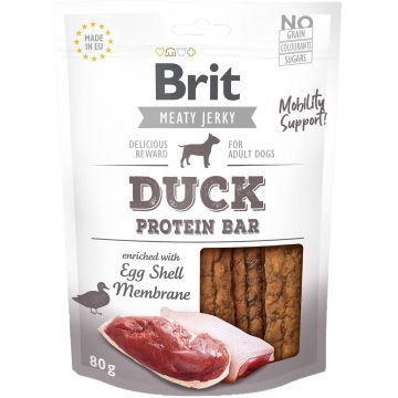 BRIT Jerky Recompensă pentru câini, Baton proteic, cu Raţă 80g